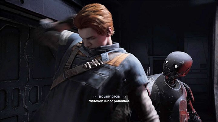 Walka z bossem Security Droid załączy się po odnalezieniu niektórych spośród więzionych Wookiee, a konkretnie po skorzystaniu z terminalu na końcu ciemnego korytarza - Security Droid (planeta Kashyyyk) | Boss w Jedi Upadły Zakon / Fallen Order - Star Wars Jedi Fallen Order - poradnik do gry