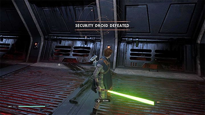 Pokonanie bossa nagrodzone zostanie cut-scenką i będziesz mógł kontynuować główną misję z pobytu na Kashyyyk - Security Droid (planeta Kashyyyk) | Boss w Jedi Upadły Zakon / Fallen Order - Star Wars Jedi Fallen Order - poradnik do gry