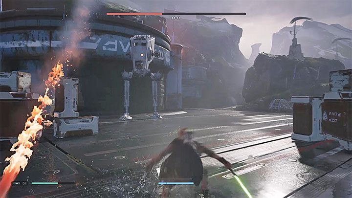 Trzeci rodzaj ataków to wystrzeliwanie samonaprowadzalnych rakiet - AT-ST (planeta Zeffo) | Boss w Jedi Upadły Zakon / Fallen Order - Star Wars Jedi Fallen Order - poradnik do gry