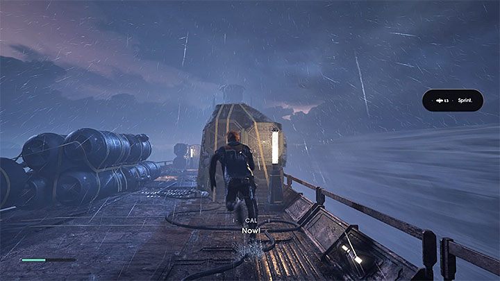 W kolejnej sekcji pociągu należy unikać ostrzału ze strony wrogiej maszyny latającej - Prolog (Wysypisko) - solucja Jedi Upadły zakon / Fallen Order - Star Wars Jedi Fallen Order - poradnik do gry