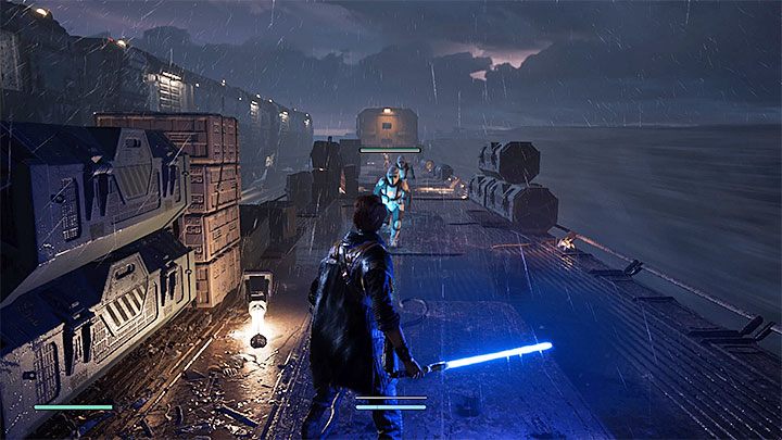 Przebiegnij przez płonący wagon i zalicz jeszcze jedną wspinaczkę - Prolog (Wysypisko) - solucja Jedi Upadły zakon / Fallen Order - Star Wars Jedi Fallen Order - poradnik do gry