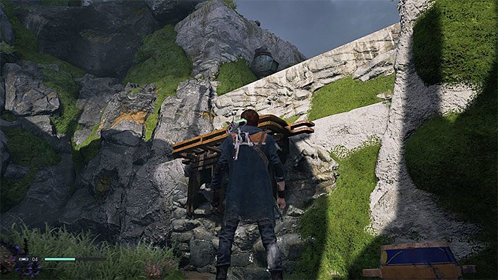 Nie możesz wybrać najkrótszej drogi przez wioskę, gdyż w jej końcowej części znajduje się podniesiony metalowy most, którego nie możesz opuścić na aktualnym stadium gry - Rozdział 2 Zeffo - solucja Jedi Upadły zakon / Fallen Order - Star Wars Jedi Fallen Order - poradnik do gry