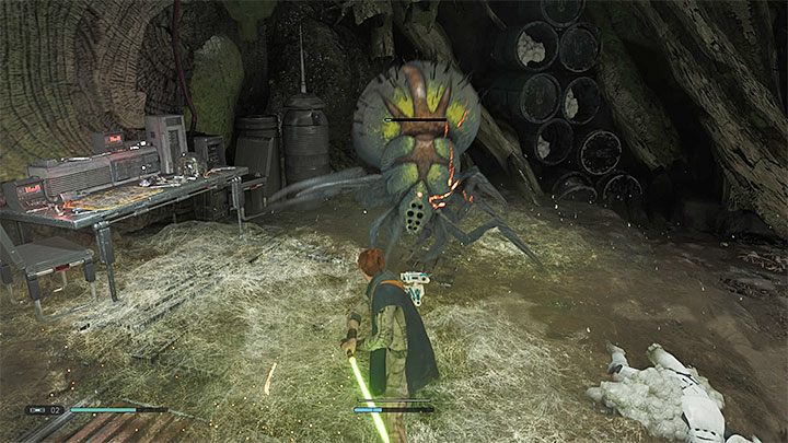 Tuż po zdobyciu ulepszenia Cal zostanie zaatakowany z zaskoczenia przez pająka Wyyyschokk - Rozdział 3 Kashyyyk - solucja Jedi Upadły zakon / Fallen Order - Star Wars Jedi Fallen Order - poradnik do gry