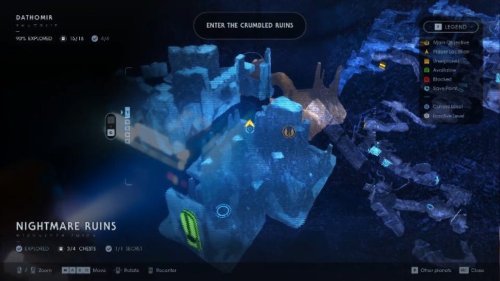 Część mapy: Nightmare Ruins - Zaszyfrowane wiadomości w Jedi Upadły zakon / Fallen Order - Star Wars Jedi Fallen Order - poradnik do gry
