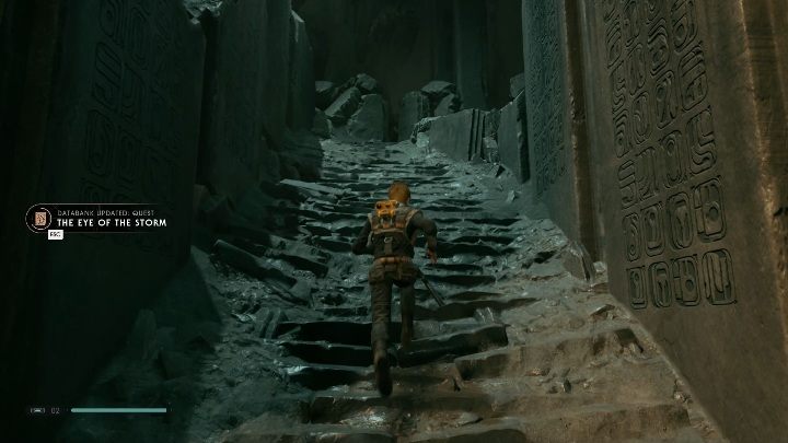 Aby iść dalej musisz wejść po schodach i przecisnąć się przez wąskie przejścia - Tomb of Eilram | Grobowce w Jedi Upadły zakon / Fallen Order - Star Wars Jedi Fallen Order - poradnik do gry