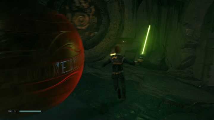 Aby przedostać się dalej musisz umieścić kulę na środku pomieszczenia, w specjalnie przeznaczonym do tego miejscu - Tomb of Eilram | Grobowce w Jedi Upadły zakon / Fallen Order - Star Wars Jedi Fallen Order - poradnik do gry