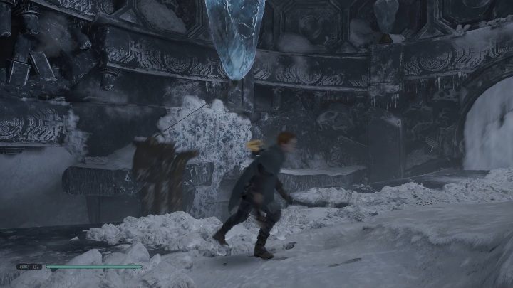 Czwarte zadanie - przypnij linę od kryształu do mechanizmu i odepchnij go tak, aby znalazł się po drugiej stronie świątyni - Jak odblokować przejście - Jedi Temple w Jedi Upadły zakon / Fallen Order? - Star Wars Jedi Fallen Order - poradnik do gry