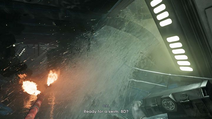 Obejrzyj eksplozję i powróć do poprzedniego korytarza - Rozdział 6 Fortress Inquisitorius - finał - solucja Jedi Upadły zakon - Star Wars Jedi Fallen Order - poradnik do gry