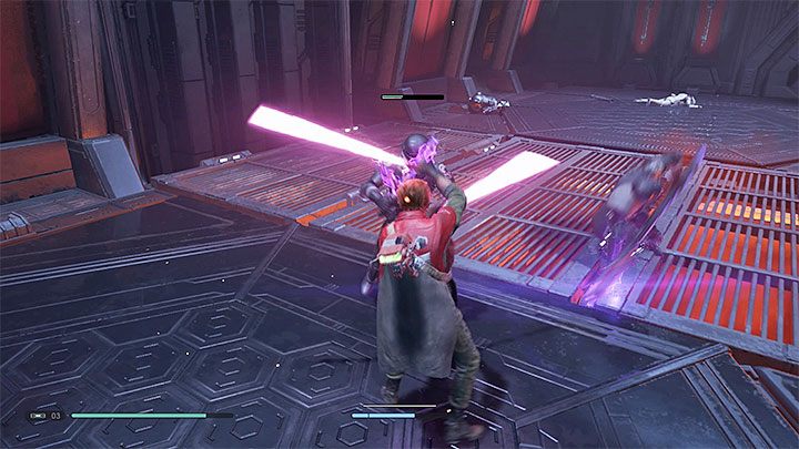 W tej samej sali czekają cię kolejne, niestety dość intensywne walki - Rozdział 6 Fortress Inquisitorius - finał - solucja Jedi Upadły zakon - Star Wars Jedi Fallen Order - poradnik do gry