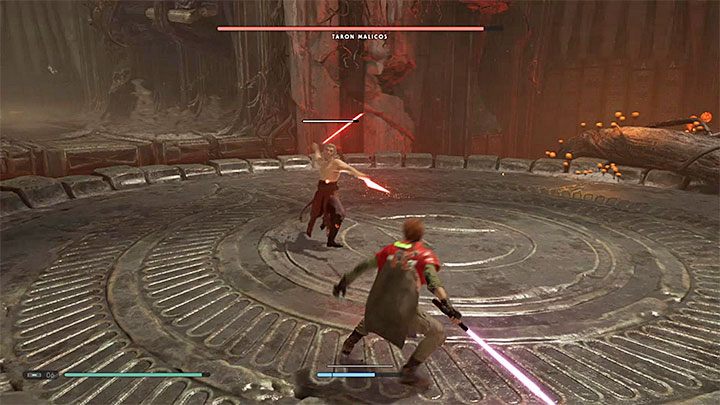 Malicos przez całą bitwę będzie używał rozdzielonego miecza świetlnego - Taron Malicos | Boss w Jedi Upadły Zakon / Fallen Order - Star Wars Jedi Fallen Order - poradnik do gry