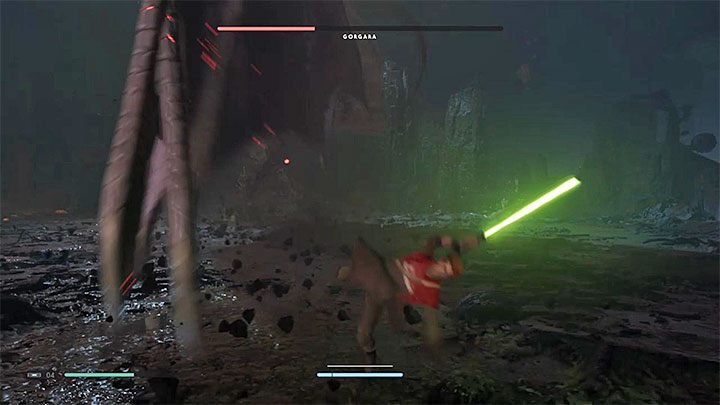 Innym z późniejszych ataków bossa jest również trzaśnięcie skrzydłami - Gorgara | Boss w Jedi Upadły Zakon / Fallen Order - Star Wars Jedi Fallen Order - poradnik do gry