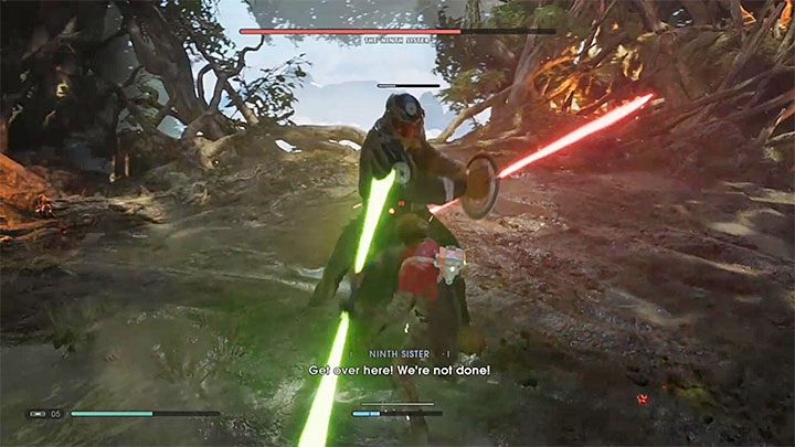 Tak samo jak w przypadku pierwszej fazy bitwy skupiaj się na wyczerpywaniu paska kondycji bossa - Dziewiąta Siostra | Boss w Jedi Upadły Zakon / Fallen Order - Star Wars Jedi Fallen Order - poradnik do gry