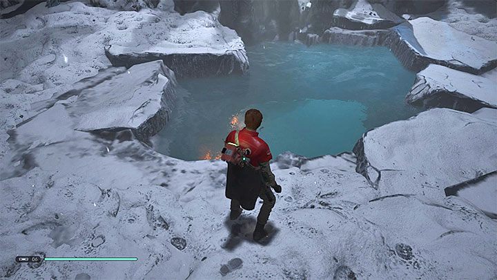Skorzystaj ze ściany wspinaczkowej i dotrzyj do miejsca gdzie ponownie można wskoczyć do wody - Rozdział 5 Ilum - solucja Jedi Upadły zakon / Fallen Order - Star Wars Jedi Fallen Order - poradnik do gry