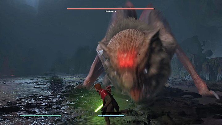 Innym z powszechnych ataków Gorgary jest próba ugryzienia Cala - Rozdział 5 Gorgara i Grobowiec Kujeta - solucja Jedi Upadły zakon / Fallen Order - Star Wars Jedi Fallen Order - poradnik do gry