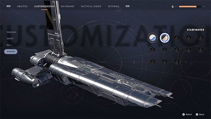Różne skiny dostępne są także dla statku kosmicznego Mantis, którym drużyna podróżuje po galaktyce - Czy można zmieniać wygląd głównego bohatera w Jedi Upadły Zakon? - Star Wars Jedi Fallen Order - poradnik do gry
