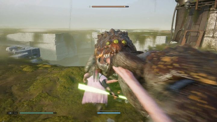 Rzut mieczem świetlnym (Lightsaber Throw) to świetna umiejętność, które ułatwia wiele walk - Miecz świetlny w Jedi Upadły Zakon / Fallen Order - Star Wars Jedi Fallen Order - poradnik do gry