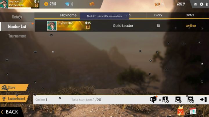 Jeszcze pusta lista członków gildii. - Gildia | Garena Free Fire - Garena Free Fire - poradnik do gry