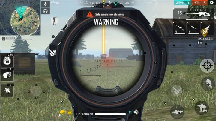 Nie warto rzucać się od razu w bieg do centrum strefy, gdyż można wskoczyć komuś na celownik - jak na załączonym obrazku. - Strefa rozgrywki - zmniejszanie się pola walki w Garena Free Fire - Garena Free Fire - poradnik do gry