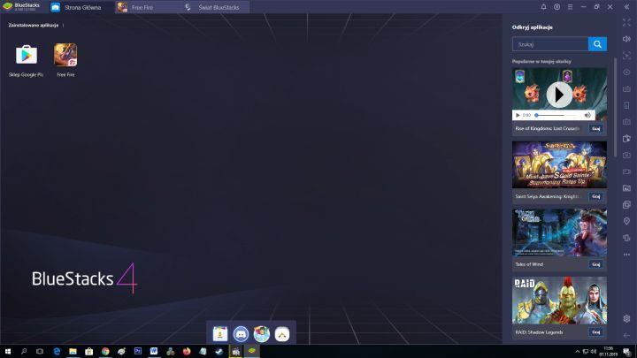 Domyślny widok programu BlueStacks. - Garena Free Fire - poradnik do gry