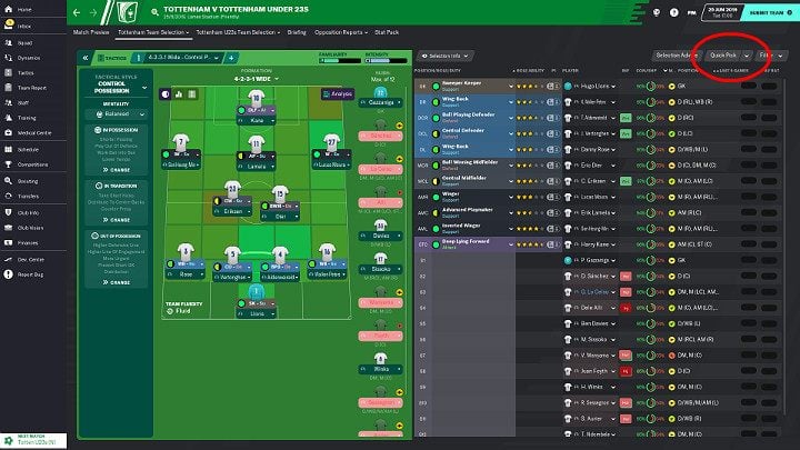 Szybki wybór to najlepsza opcja dla Graczy początkujących - Jak przygotować się do meczu w grze Football Manager 2020 - Football Manager 2020 - poradnik do gry