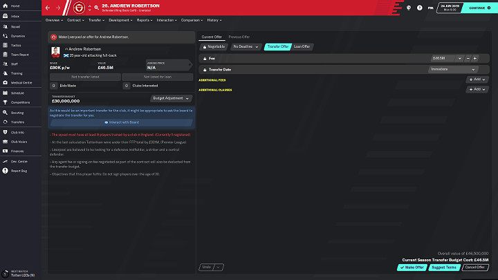 Pierwszym krokiem przy próbie zakupu nowego zawodnika jest zaproponowanie odpowiedniej ceny odkupu - Transfery w Football Manager 2020 - Football Manager 2020 - poradnik do gry