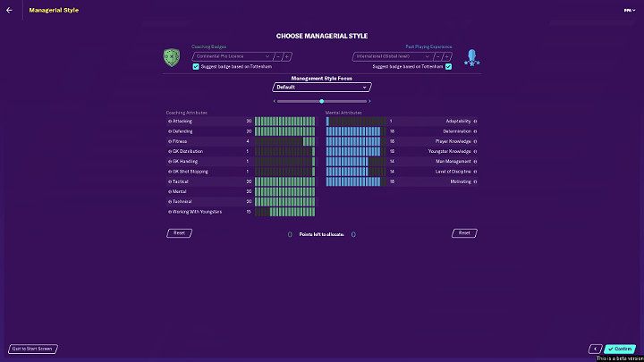 Tworząc nowy profil Managera będziesz miał możliwość przydzielenia punktów atrybutów do dwóch dziedzin: atrybuty coachingowe i atrybuty mentalne - Krok 1 - Profil Managera | Football Manager 2020 - Football Manager 2020 - poradnik do gry