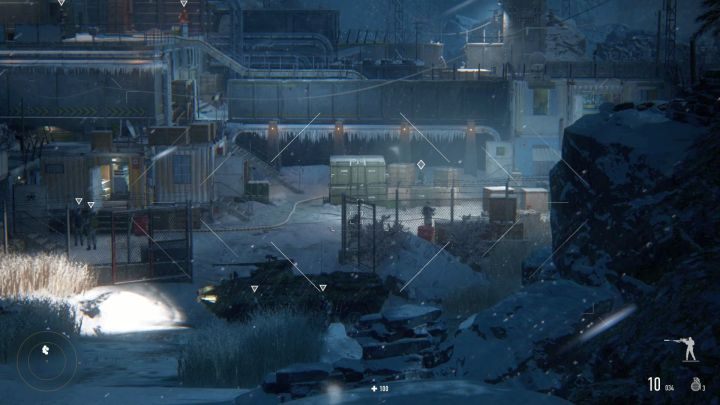 Wrogów do wybicia jest tu cała masa - warto rozpocząć od przeciwników stojących na dachu. - Góry Ałtaj (Altai Mountains) | Solucja Sniper Ghost Warrior Contracts - Sniper Ghost Warrior Contracts - poradnik do gry