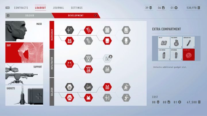 Rozwój postaci nie jest skomplikowany, pozwala jednak dostosować postać pod własny styl rozgrywki. - Rozwój postaci w Sniper Ghost Warrior Contracts - Sniper Ghost Warrior Contracts - poradnik do gry