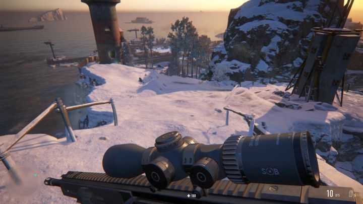 Zwróć uwagę na latarnię morską w oddali - niedługo się tam udasz. - Port Kołczaka (Kolchak Harbor) | Solucja Sniper Ghost Warrior Contracts - Sniper Ghost Warrior Contracts - poradnik do gry