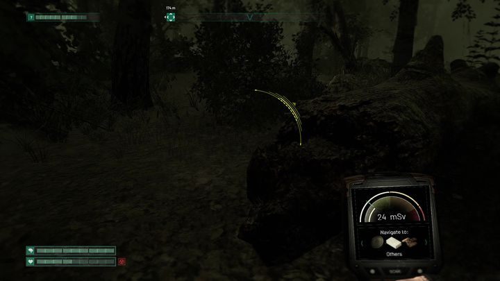 W momencie, gdy zostaniesz zauważony na ekranie pojawi się specjalny wskaźnik, który pokazuje kierunek, z jakiego jesteś widoczny oraz poziom zainteresowania przeciwnika - Chernobylite: Walka i skradanie - Chernobylite - poradnik do gry