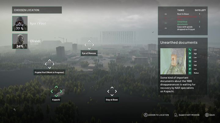 Popołudnie przeznaczone jest do wykonywania misji - Chernobylite: Przebieg dnia - Chernobylite - poradnik do gry
