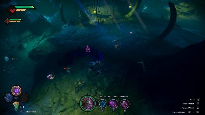 Jeżdżąc konno możesz zbierać kule ze zdrowiem, eliksiry oraz inne zasoby, które nie wymagają bezpośrednie interakcji - Darksiders Genesis: Konie - Darksiders Genesis - poradnik do gry