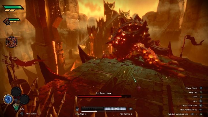 Jednym z agresywniejszych ataków przeciwnika jest zamach łapą - Darksiders Genesis: Hollow Fiend boss - rozdział 1, walka - Darksiders Genesis - poradnik do gry