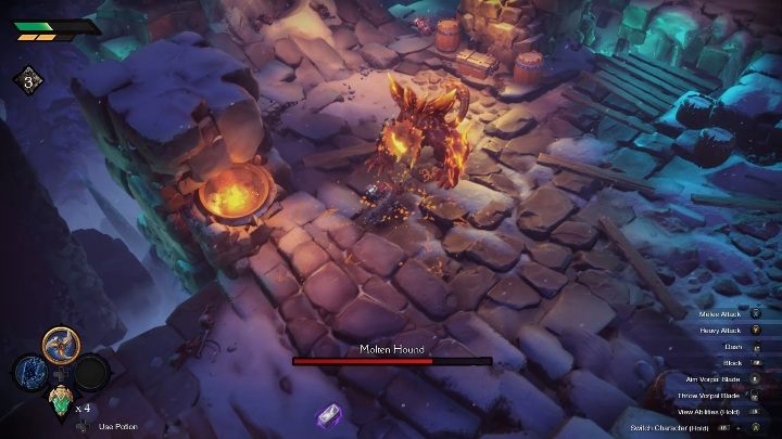 Jednym z trudniejszych do uniknięcia ataków są podskoki - Darksiders Genesis: Molten Hound boss - rozdział 4, walka - Darksiders Genesis - poradnik do gry