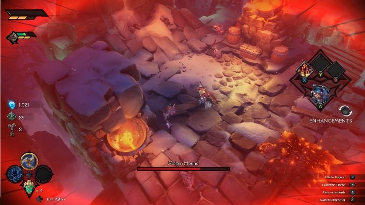 Przeciwnik często wzywa swoich sojuszników - Darksiders Genesis: Molten Hound boss - rozdział 4, walka - Darksiders Genesis - poradnik do gry