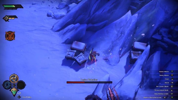 Dobrym sposobem będzie również chowanie się za skałami, przez które nie przechodzą pociski przeciwnika - Darksiders Genesis: Legion Boltspitter boss - rozdział 5, walka - Darksiders Genesis - poradnik do gry