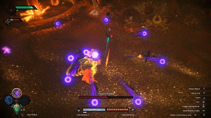 Kolejnym atakiem są granaty, które wyrzuca wokół siebie - Darksiders Genesis: Mammon boss - rozdział 6, walka - Darksiders Genesis - poradnik do gry