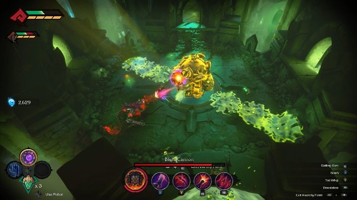 Świetnym sposobem na pokonanie bossa jest uruchomienie Chaosu/Anarchii - Darksiders Genesis: Blight Cannon boss - rozdział 8, walka - Darksiders Genesis - poradnik do gry