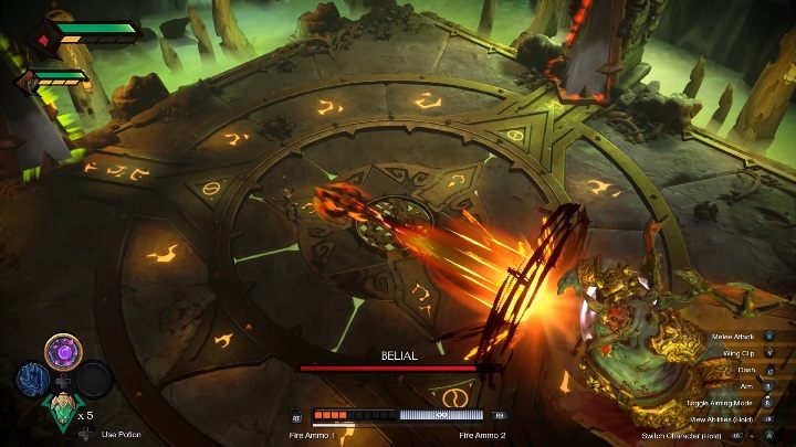 Jednym z podstawowych ataków Beliala jest silne ogniste uderzenie, które może zabić Cię od razu - Darksiders Genesis: Belial boss - rozdział 9, walka - Darksiders Genesis - poradnik do gry