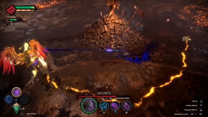 Ponownie, boss pojawi się i będzie latał wokół ogniska - Darksiders Genesis: Astarte boss - rozdział 10, walka - Darksiders Genesis - poradnik do gry