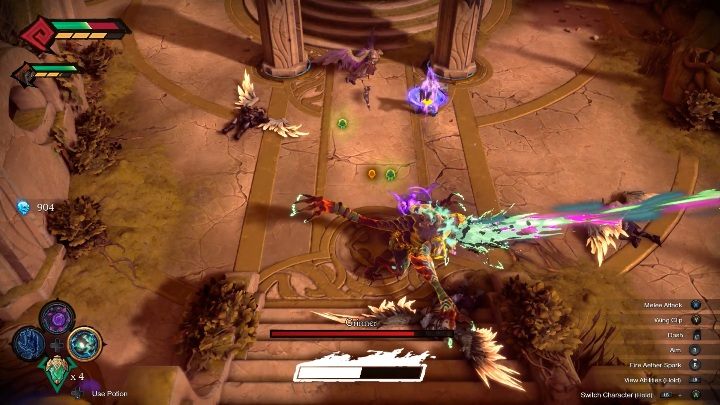 Grinner może wywołać wiązkę energii, która ma ogromny zasięg - Darksiders Genesis: Grinner boss - rozdział 11, walka - Darksiders Genesis - poradnik do gry