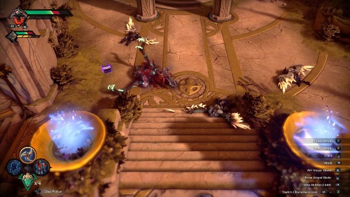 Ten przeciwnik ma bardzo mało punktów zdrowia, nie opłaca się zużywać na niego Chaosu/Anarchii - Darksiders Genesis: Grinner boss - rozdział 11, walka - Darksiders Genesis - poradnik do gry