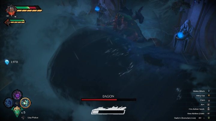 Ciężkim atakiem do uniknięcie jest sztorm - Darksiders Genesis: Dagon boss - rozdział 13, walka - Darksiders Genesis - poradnik do gry