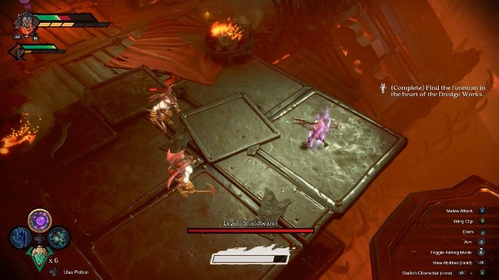 Pamiętaj, żeby nie dać się zrzucić z platformy - Darksiders Genesis: Legion Shieldbearer boss - rozdział 14, walka - Darksiders Genesis - poradnik do gry