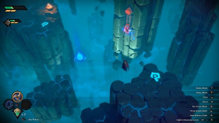 Gdy przejdziesz dalej natrafisz na ogromną przepaść - Darksiders Genesis: Tajemnicza brama w Pustce - jak otworzyć? Rozdział 1 - Darksiders Genesis - poradnik do gry