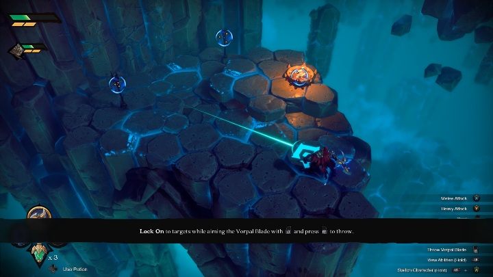 Twoim kolejnym zadaniem jest wycelowanie pierw w ognisko, a potem w latarnie, za pomocą vortal blade - Darksiders Genesis: Tajemnicza brama w Pustce - jak otworzyć? Rozdział 1 - Darksiders Genesis - poradnik do gry