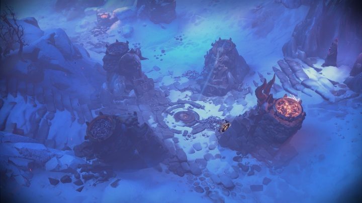 Po pokonaniu przeciwników rozpal ognisko, aby to zrobić musisz oznaczyć wszystkie 3 obiekty pokazane na screenie powyżej - Darksiders Genesis: Loch, rozdział 4 - jak się tam dostać? - Darksiders Genesis - poradnik do gry