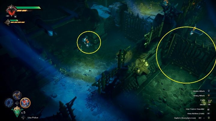 Podbiegnij do dźwigni i otwórz pierwszą bramę, po czym szybko przebiegnij na tamtą część labiryntu - Darksiders Genesis: Labirynt, rozdział 7 - jak przejść? - Darksiders Genesis - poradnik do gry