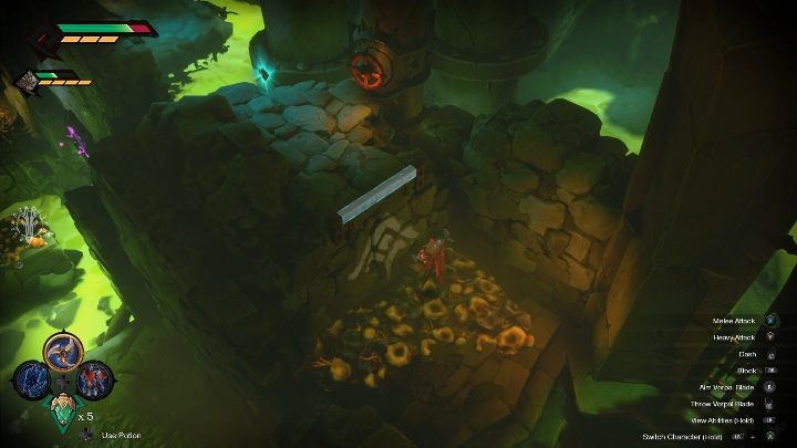 Gdy zniszczysz skałę wystarczy, że wskoczysz na półkę skalną i odkręcisz zawór - Darksiders Genesis: Trująca woda, rozdział 8 - jak spuścić? - Darksiders Genesis - poradnik do gry