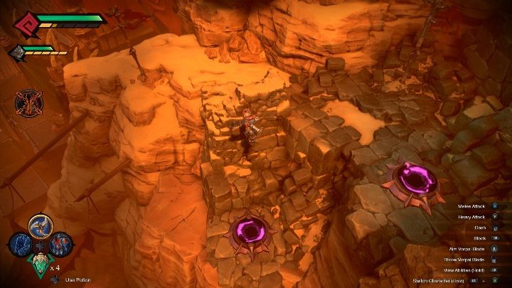 Po otworzeniu portalu wskocz do jednego z nich i poczekaj, aż twoja postać wybije się wyżej - Darksiders Genesis: Skrzynia z bonusem, rozdział 14 - jak się tam dostać? - Darksiders Genesis - poradnik do gry